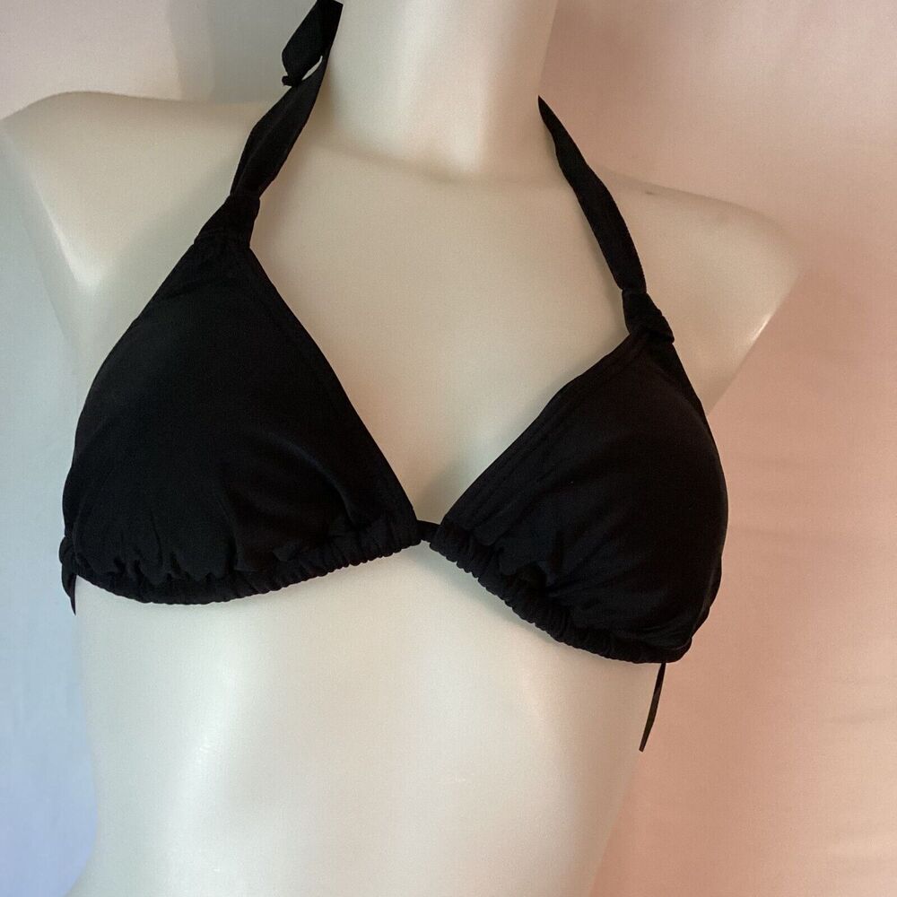 5111 NWT Bikini Bay MM 43T CTBL Triangle Halter Top Canton Tri. Black Size 12